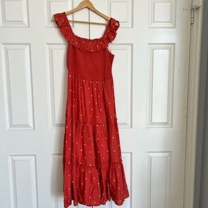 Old Navy, coral tiered maxi dress size M